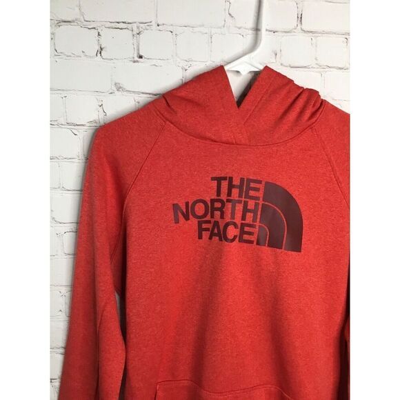 The North Face Womens Medium Red Sweatshirt Hoodie Kangaroo Pocket Thumbhole Slv - Picture 2 of 11